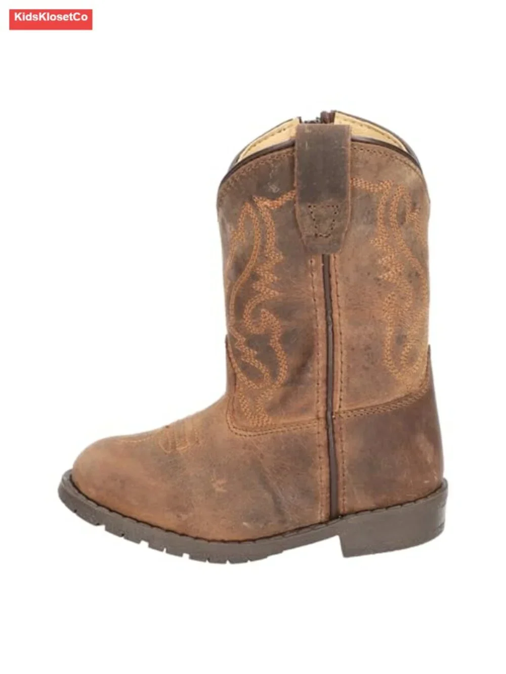 Genuine Leather Western Boots for Toddlers – Durable TPR Sole, Distressed Design